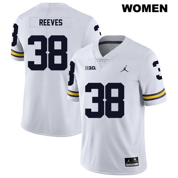 Women's NCAA Michigan Wolverines Geoffrey Reeves #38 White Jordan Brand Authentic Stitched Legend Football College Jersey CQ25V10JX